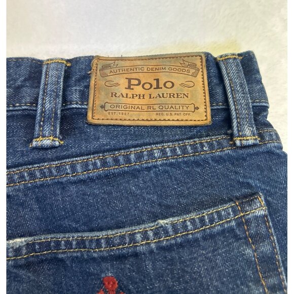 Polo Ralph Lauren Embroidered Skulls Denim Jeans Sullivan Slim Men’s 38x32 Y2K - Picture 3 of 16